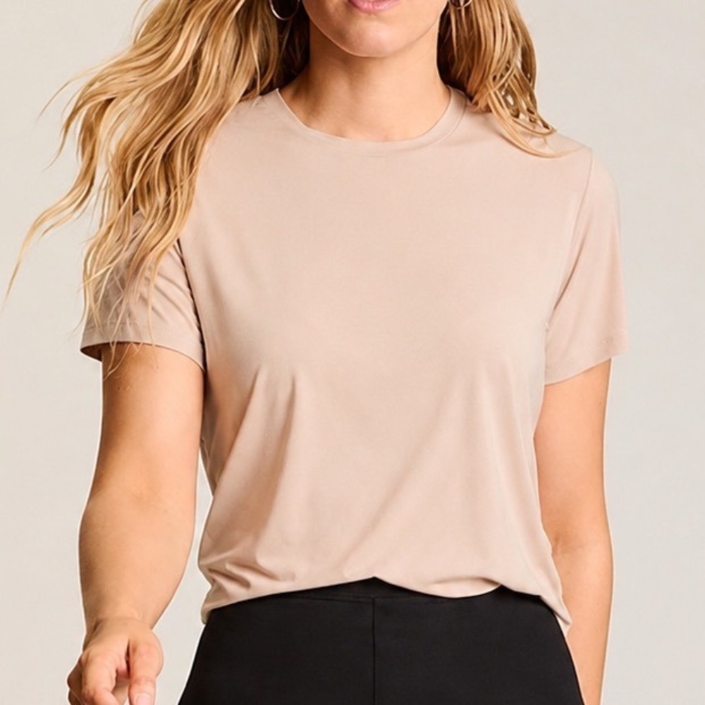 NWT Commando Butter Short Sleeve Crew Tee Porcelain Beige Micro Modal Raw Hem M